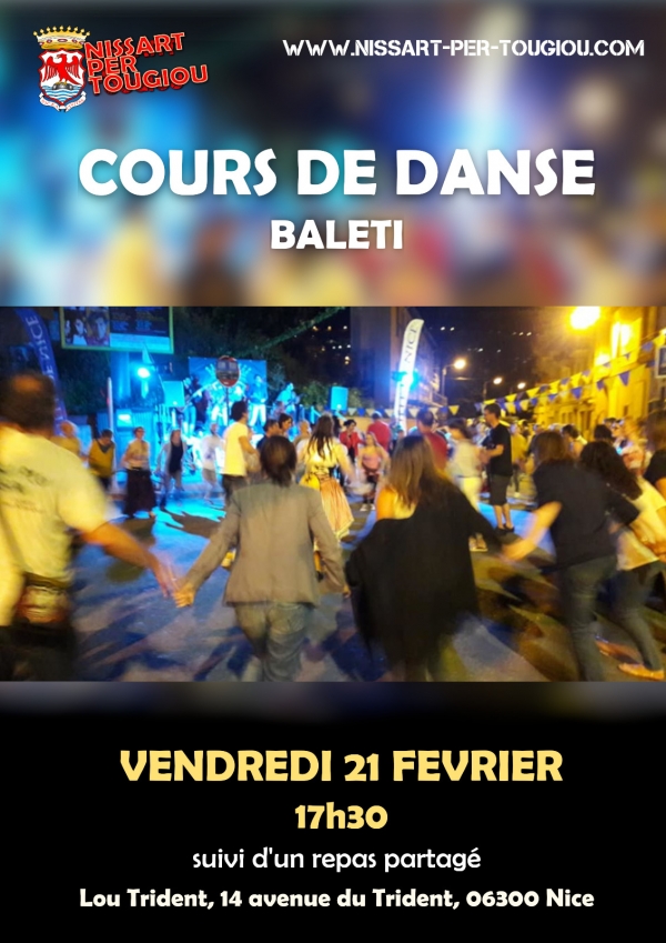 Vendredi 21 février, 17h30, Lou Trident  Premier cours de danses traditionnelles